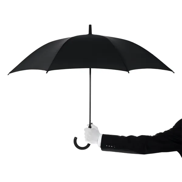 Батлер держит зонтик — стоковое фото