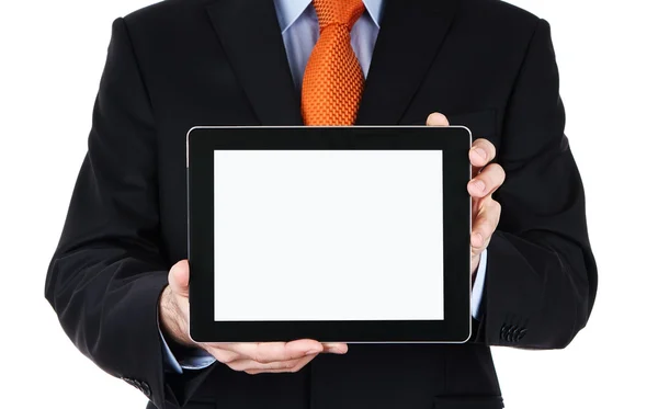Üzletember gazdaság üres digitális tabletta — Stock Fotó