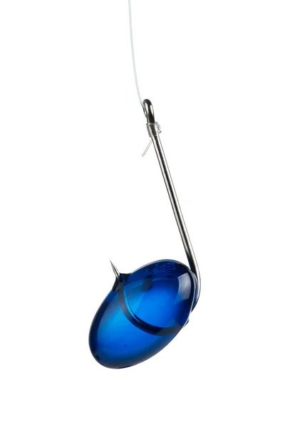 Blue pill at fishing hook — Stock Photo, Image