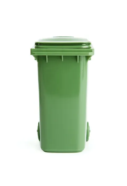 Papelera de basura de plástico verde — Foto de Stock