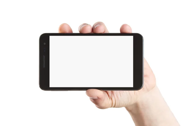 Teléfono inteligente en blanco con trazado de recorte — Stok fotoğraf