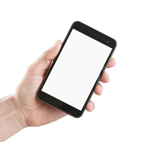 Teléfono inteligente en blanco con recorte — Foto de Stock