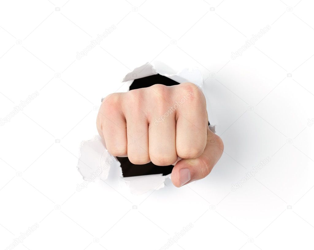 Fist punching through the hole