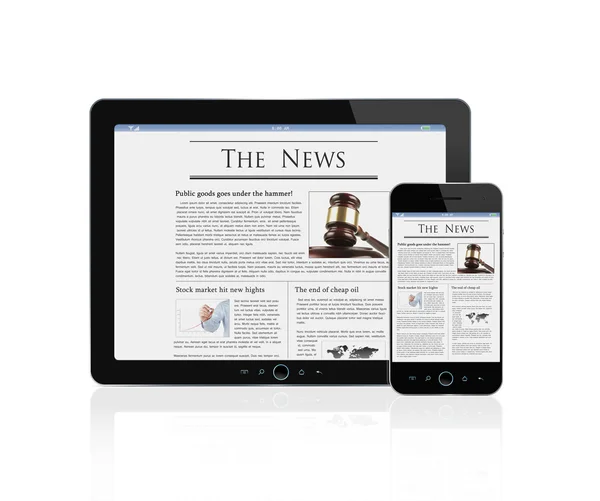 Neuigkeiten auf digitalem Tablet und Smartphone — Stockfoto