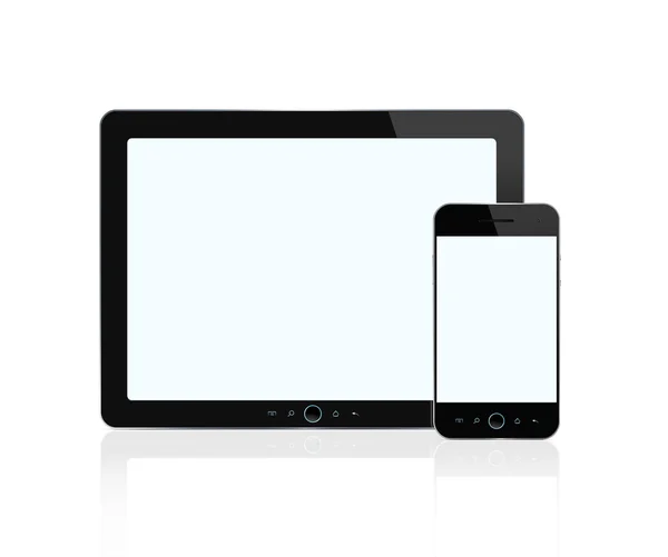 Tablet digitale vuoto e smartphone — Foto Stock