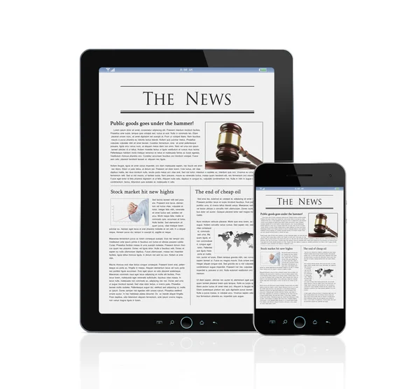 Nyheter på digitala tablett och smartphone — Stockfoto