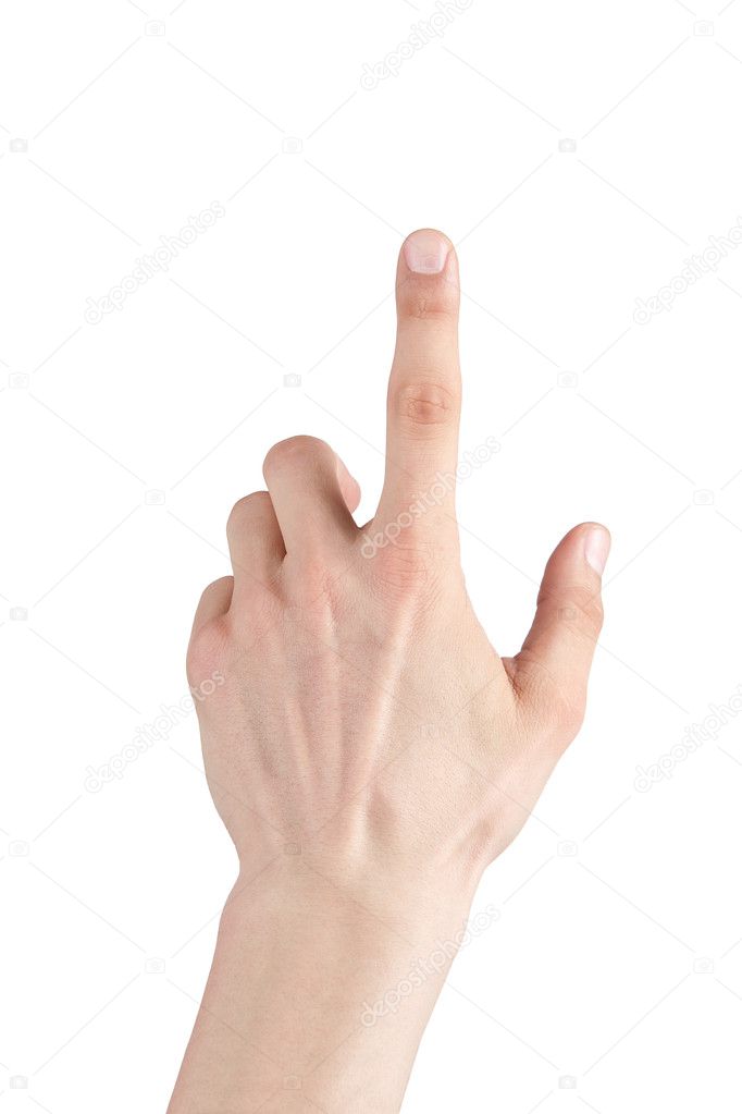 Hand pointing or touching screen