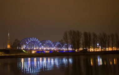 Riga, Letonya gece şehir