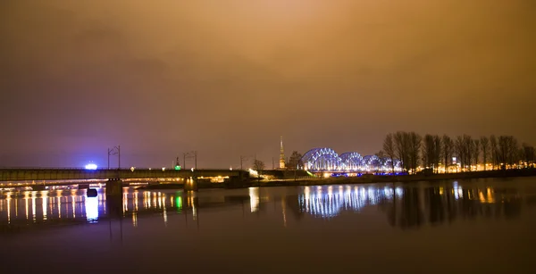 stock image Riga Latvia night city