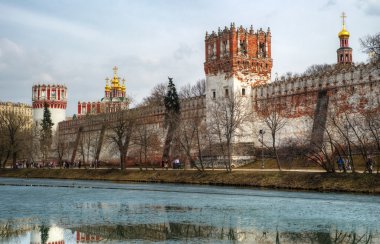 Novodevichy convent in Moscow in the spring clipart