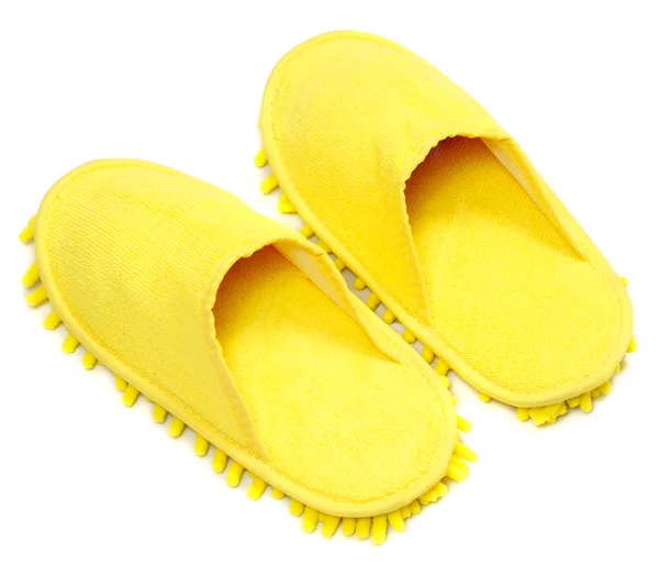 Gele slippers geïsoleerd op een witte achtergrond — Stockfoto