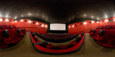 360 degrees full panorama of a modern cinema hall clipart