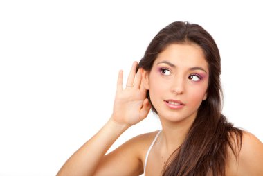 Young woman or teen listening clipart