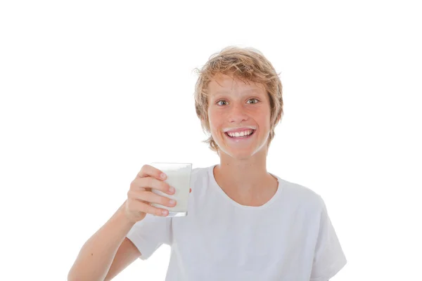 Kid drinking milk — Stock Photo, Image