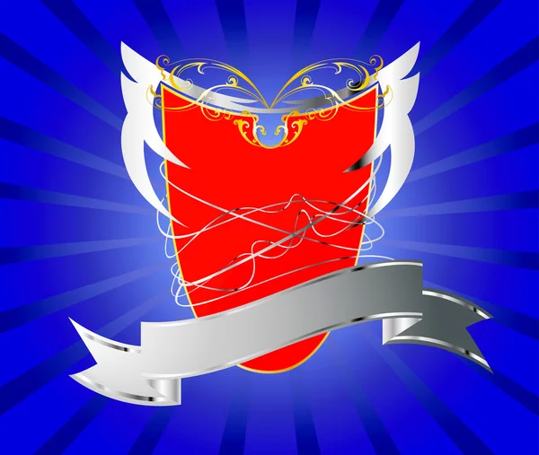 Bouclier rouge avec bannière — Image vectorielle