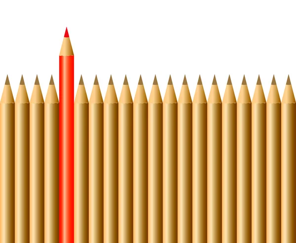 鉛筆と 1 つの赤鉛筆 — ストックベクタ
