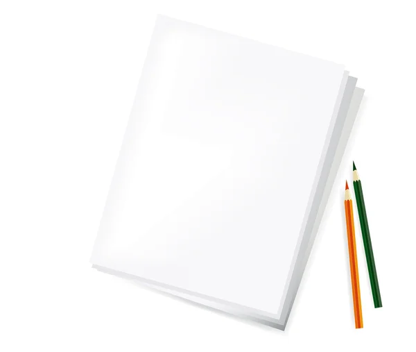 Papel em branco e lápis — Vetor de Stock