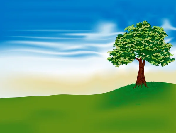 Baum und schöne Aussicht — Stockvektor