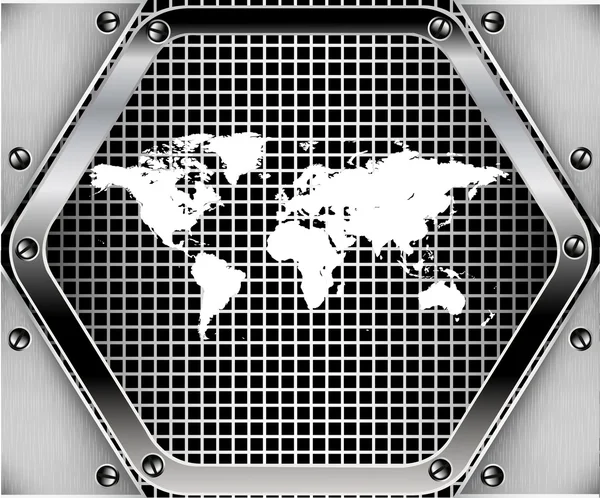 Karte der Welt Metall Hintergrund — Stockvektor