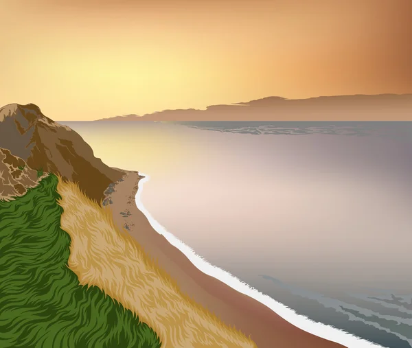 Coucher de soleil sur l'île — Image vectorielle