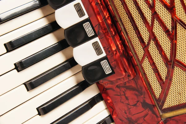 Kırmızı akordeon, close up — Stok fotoğraf