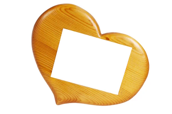 Drewniana rama w formie serca, na białym tle — Zdjęcie stockowe