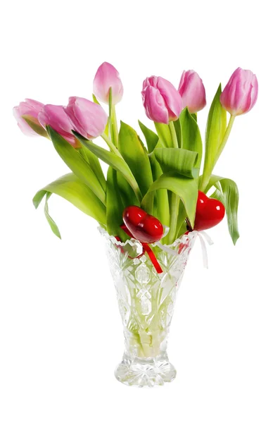 Roze tulpen, het is geïsoleerd op wit — Stockfoto