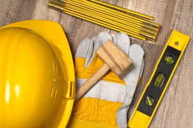 Working tools on a board, a close up clipart