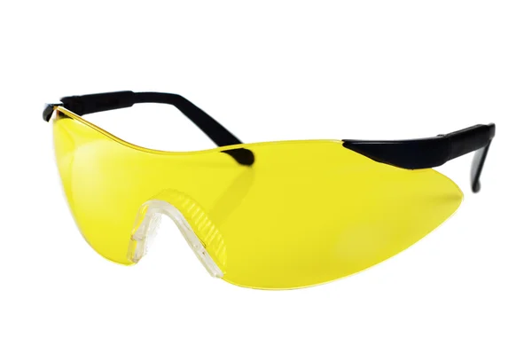 Óculos de trabalho amarelos, é isolado no branco — Fotografia de Stock