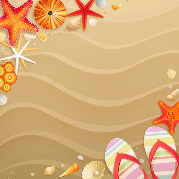 Carte de voeux de vacances avec coquillages — Image vectorielle