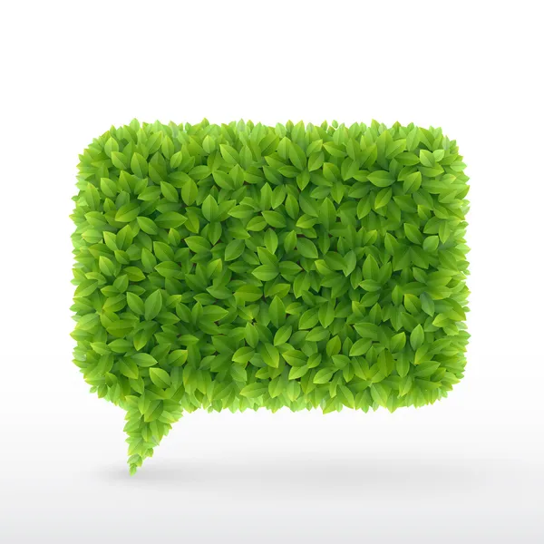 Burbuja para el habla hojas verdes . — Vector de stock