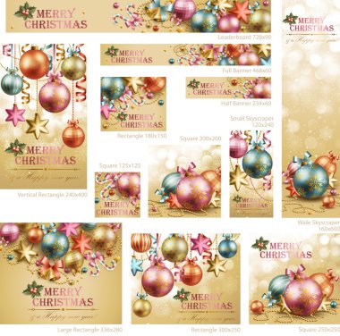 Collection of Christmas vintage banners clipart