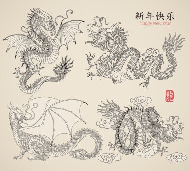 Set of Dragons clipart