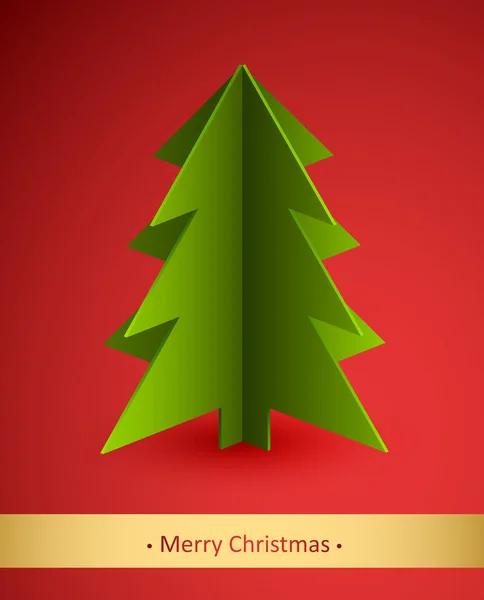 Kerstkaart met papier fir tree — Stockvector