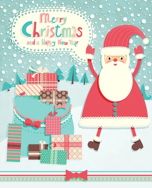 Drôle carte postale de Noël — Image vectorielle