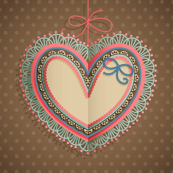 Carte vintage Saint Valentin avec coeur — Image vectorielle