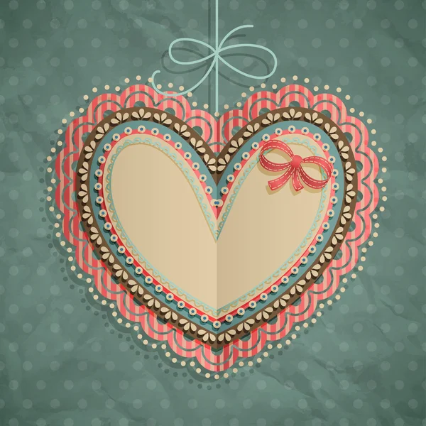 Vintage Sevgililer günü kartı ile kalp — Stok Vektör