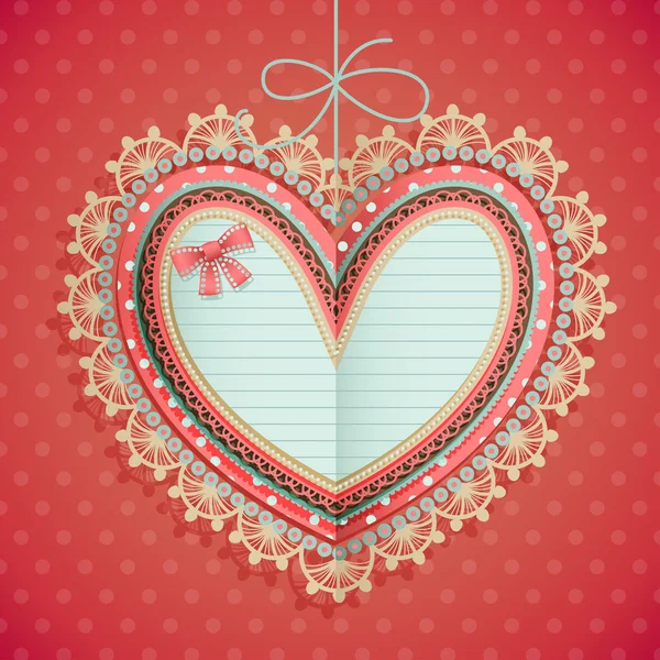 Vintage Sevgililer günü kartı ile kalp — Stok Vektör