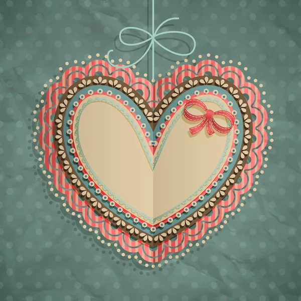 Valentines Day vintage card with heart — Stock Vector