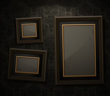 Wooden frames on the wall clipart