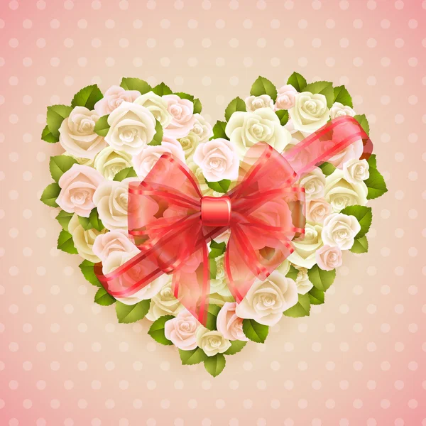 Tarjeta de San Valentín con rosas — Vector de stock