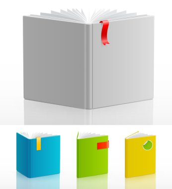 Set of open standing books. clipart