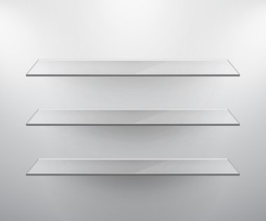 Glass isolated Empty shelves for exhibit clipart