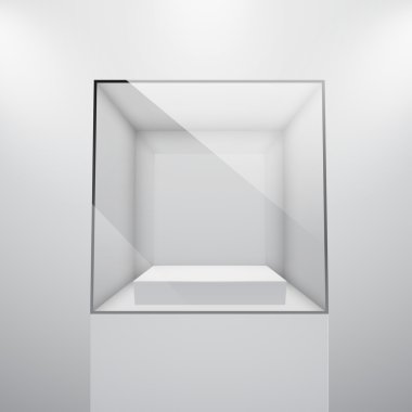 3d Empty glass showcase clipart