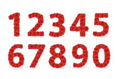 Red Roses numbers. clipart