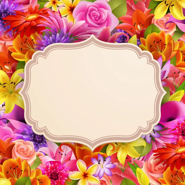 Cartão com lugar para texto sobre fundo flor — Vetor de Stock