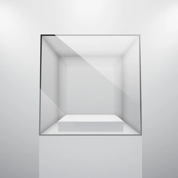 3d vitrine de vidro vazio — Vetor de Stock