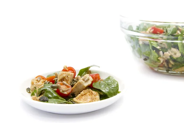 Espinafre e salada de frango — Fotografia de Stock