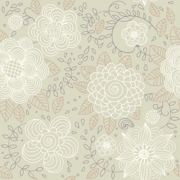 ビンテージ シームレスな花柄レトロな壁紙 — ストックベクタ
