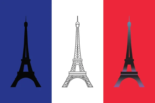 Sada tří vektorové Eiffelovy věže — Stockový vektor